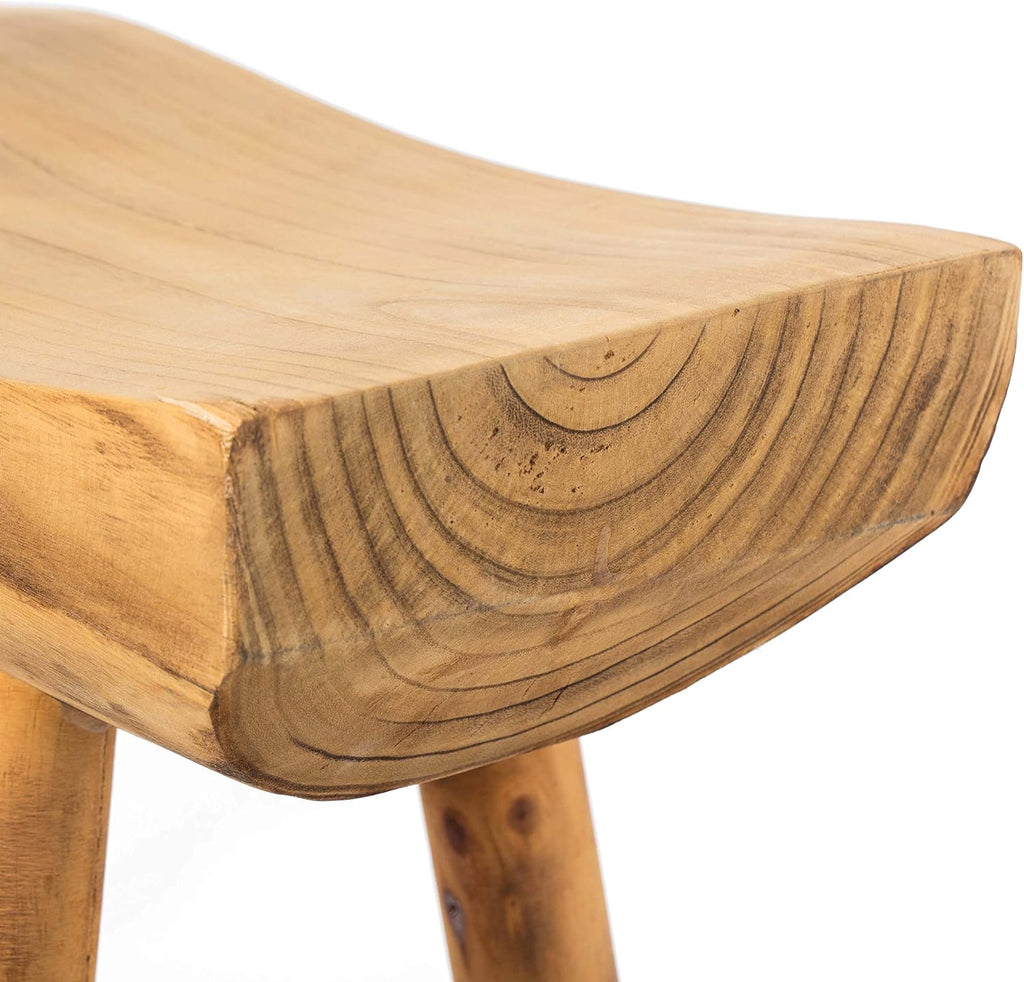 Rustic Carved Wood Natural Edge Accent Bench N16018