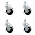 4 inch Hard Rubber Wheel Swivel Caster Set with Brake Z329471