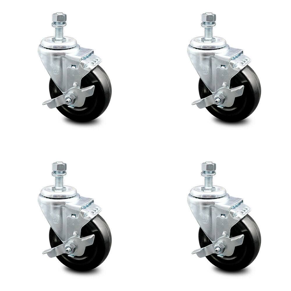 4 inch Hard Rubber Wheel Swivel Caster Set with Brake Z329471