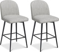 26 Inch Upholstered Swivel Bar Stools Set of 2 with Back and Metal Legs Y2370