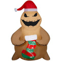 5 Foot Brown Burlap Inflatables Christmas Stocking O88406