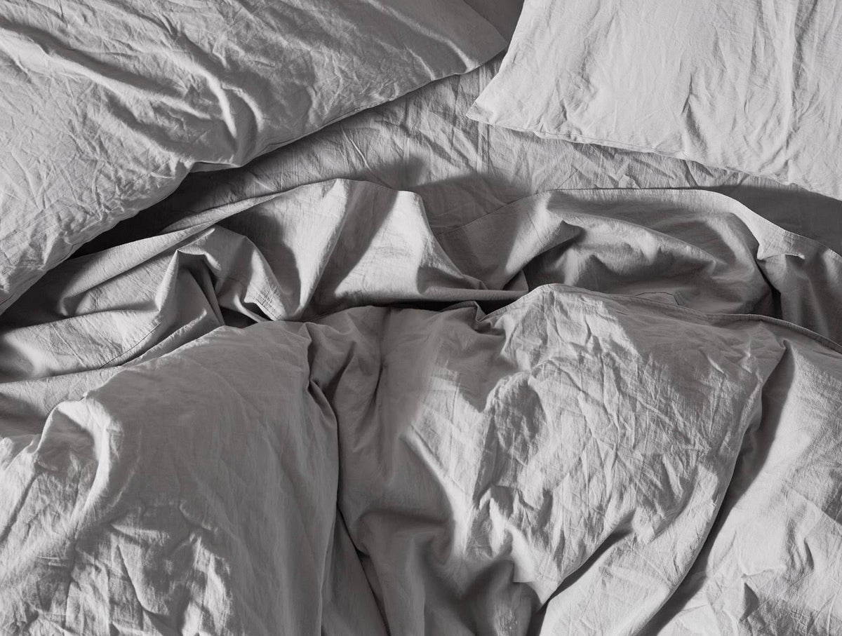 Organic Crinkled Percale Fitted Sheet Queen Pewter S45768