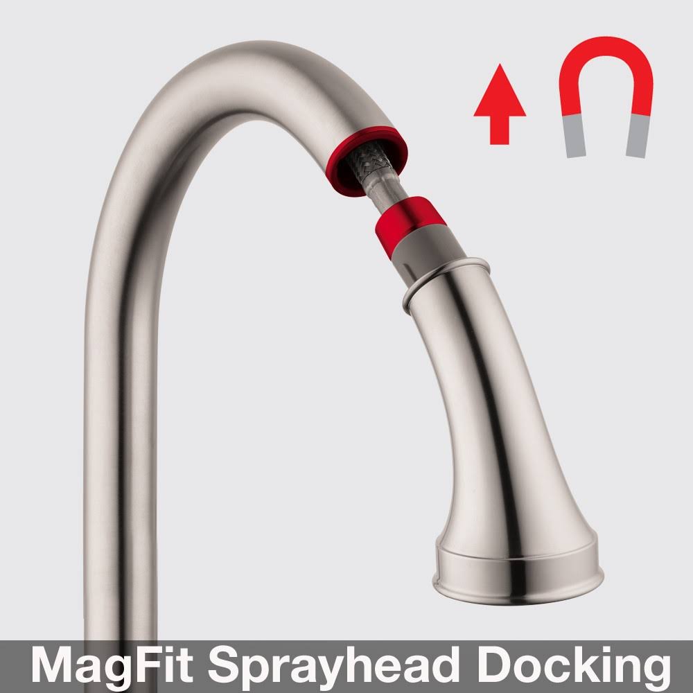 Steel Optik 2-Spray HighArc Pull-Down Kitchen Faucet M257328