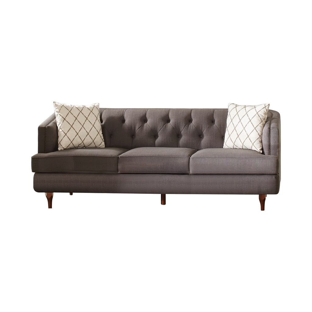 Grey and Brown Tufted Tight Back Sofa T858