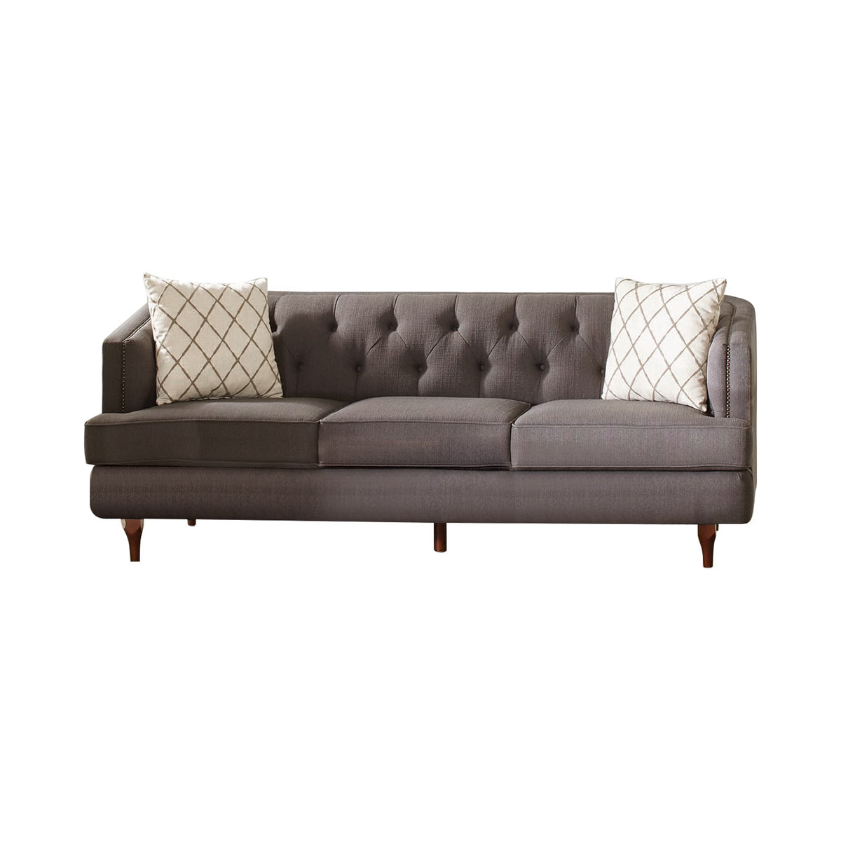 Grey and Brown Tufted Tight Back Sofa T858