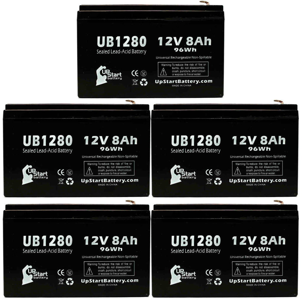 5x Pack Replacement Sealed Lead Acid Battery (12V, 8Ah, 8000mAh, F1 Terminal, AGM, SLA) with 10 F1 to F2 Terminal Adapters P54520