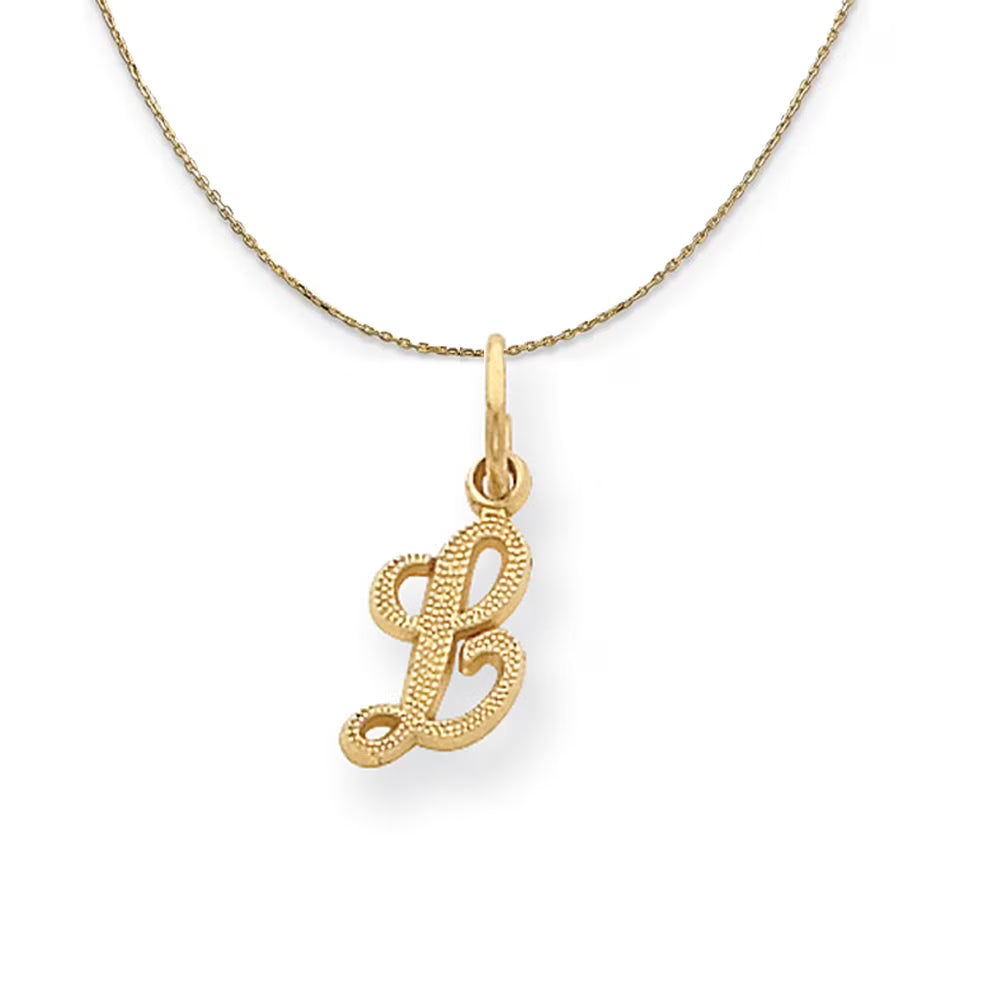 14k Yellow Gold Satin Script Initial Necklace J164133