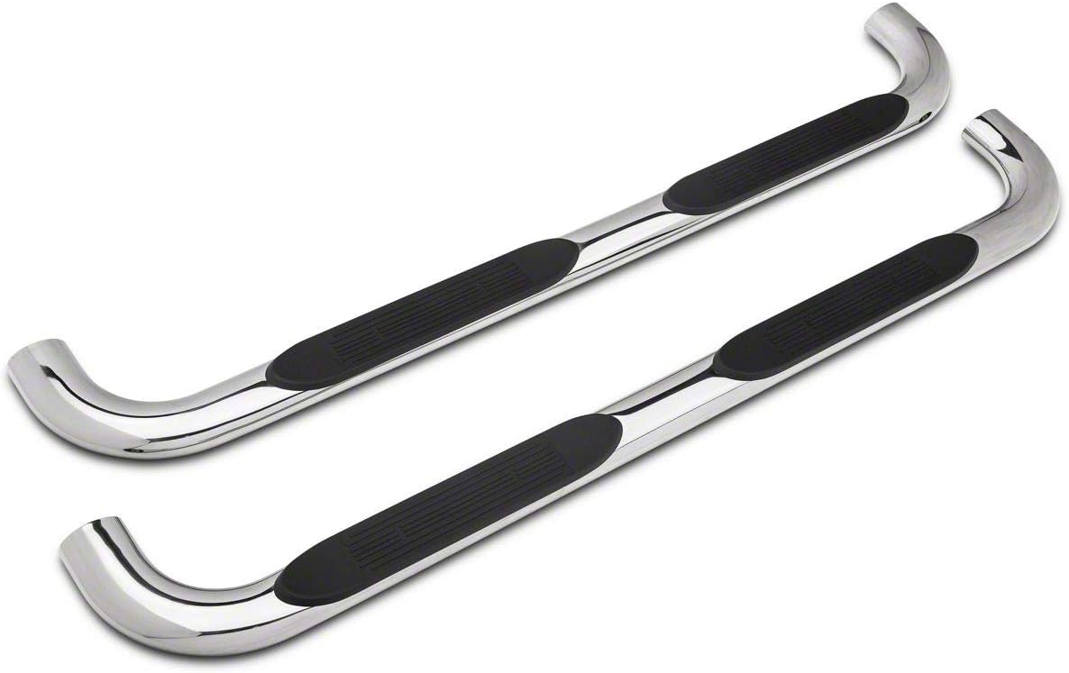 4-Inch Oval Bent End Side Step Bars; Body Mount; Stainless Steel E812