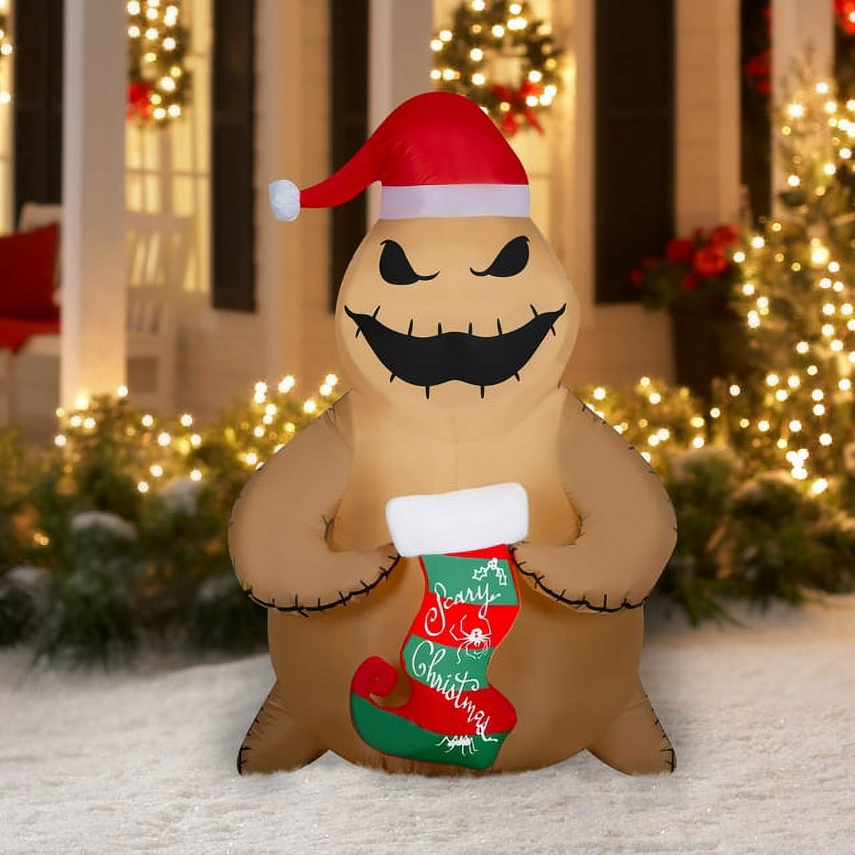 5 Foot Brown Burlap Inflatables Christmas Stocking O88406
