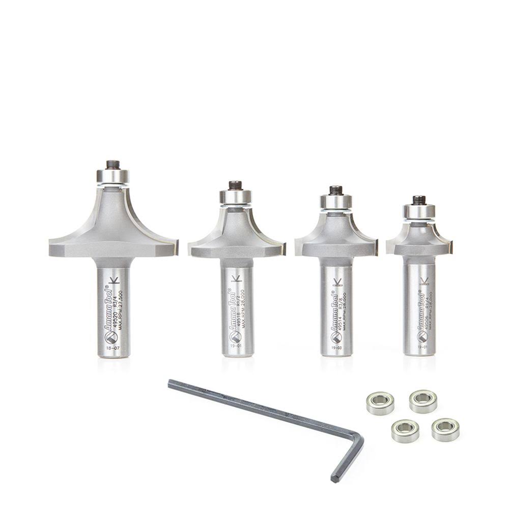 4-pc Carbide Tipped Corner Rounding & Beading Router Bit Set, 1/2 inch Shank I523