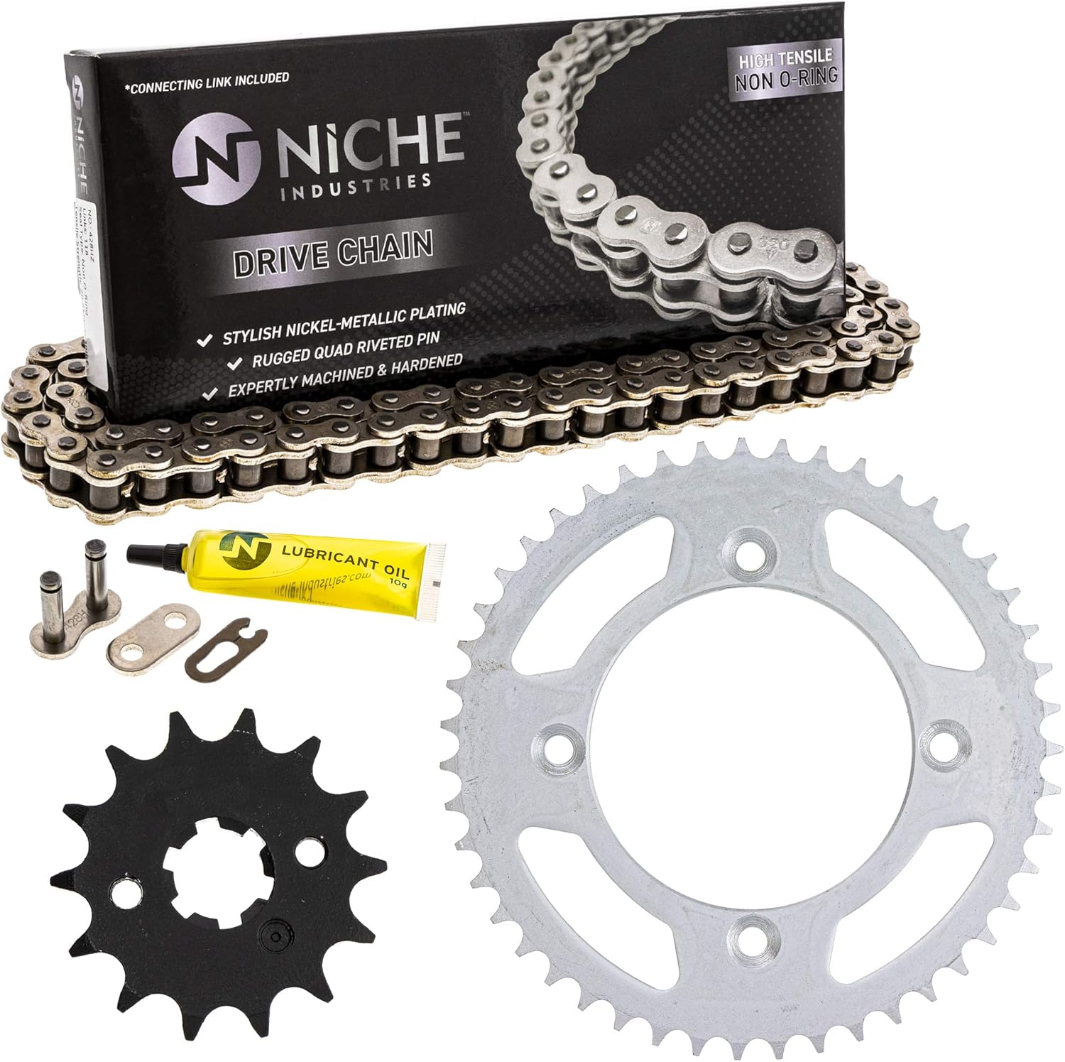 Drive Sprocket Chain Combo Front 14 Rear 47 Tooth 428HZ Standard 122 Links Pack of 2 A459
