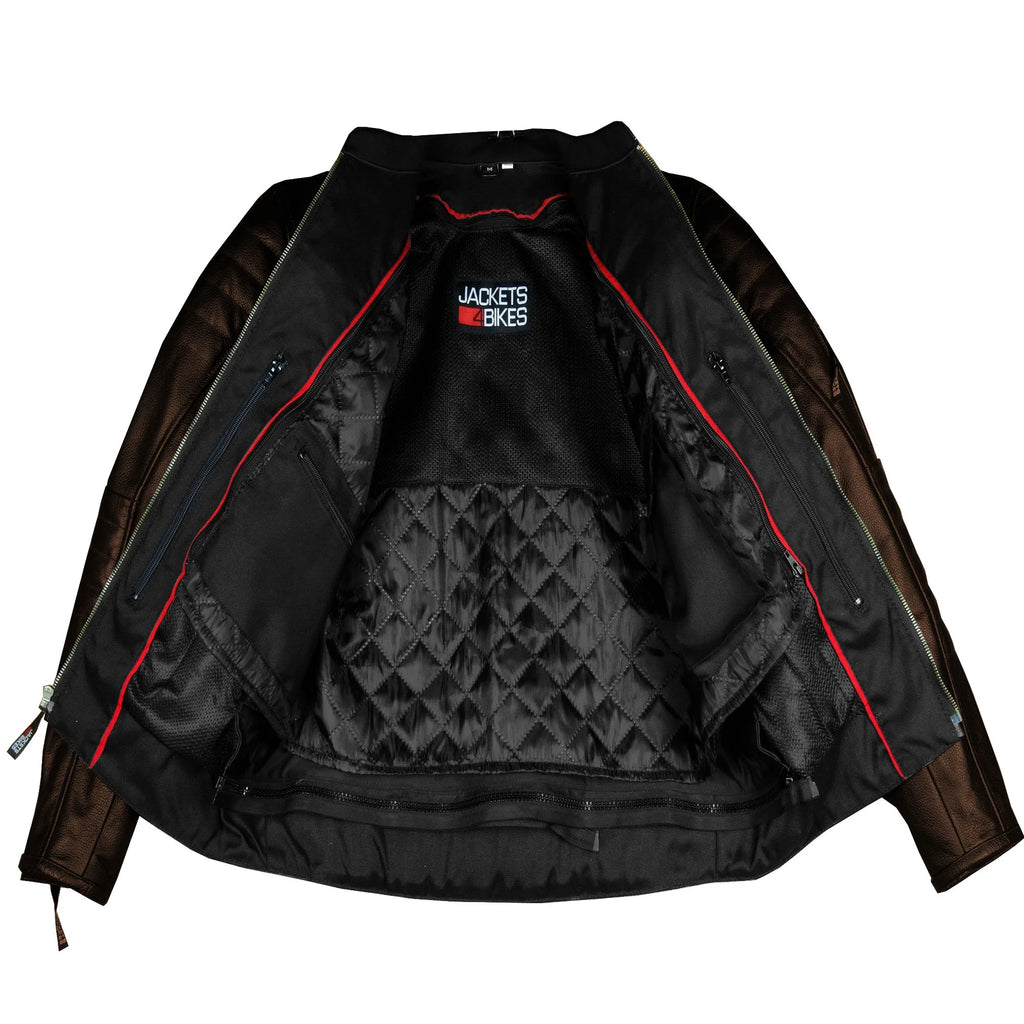Brown Buffalo Leather Motorcycle Jacket XXL X98358