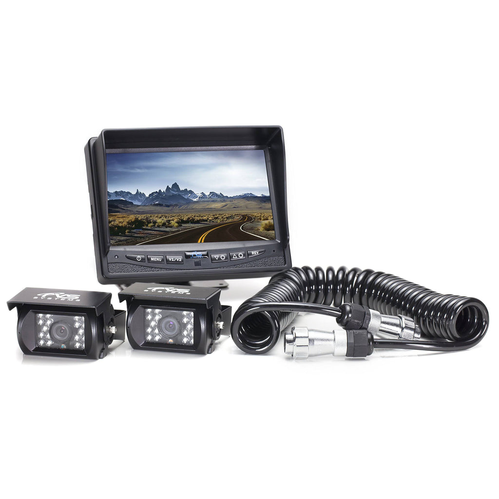 Backup Camera System with Two Camera Setup and Trailer Tow Quick Connect Kit S249