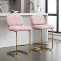 Pink Boucle Fabric Counter Height Bar Stools Set of 2 N396