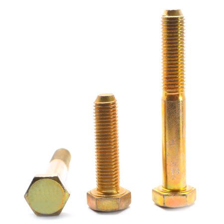 1/2 inch-13 x 7 1/2 inch Coarse Thread Grade 5 Hex Cap Screw Medium Carbon Steel Yellow Zinc Plated Pk 80 Q82697