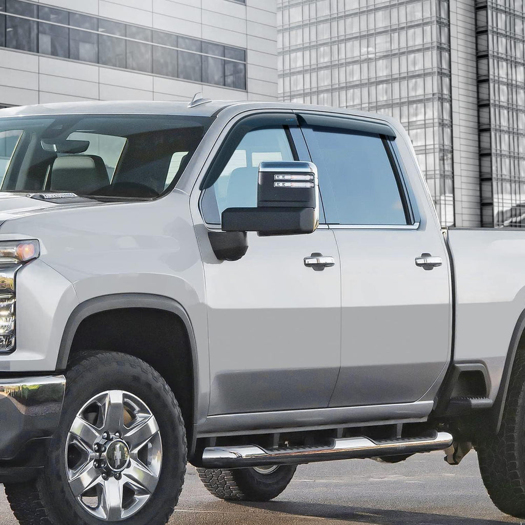 Rain Guards for Chevrolet Silverado GMC Sierra 2500HD Crew Cab, Tape-on Window Deflectors, 4pcs E95948
