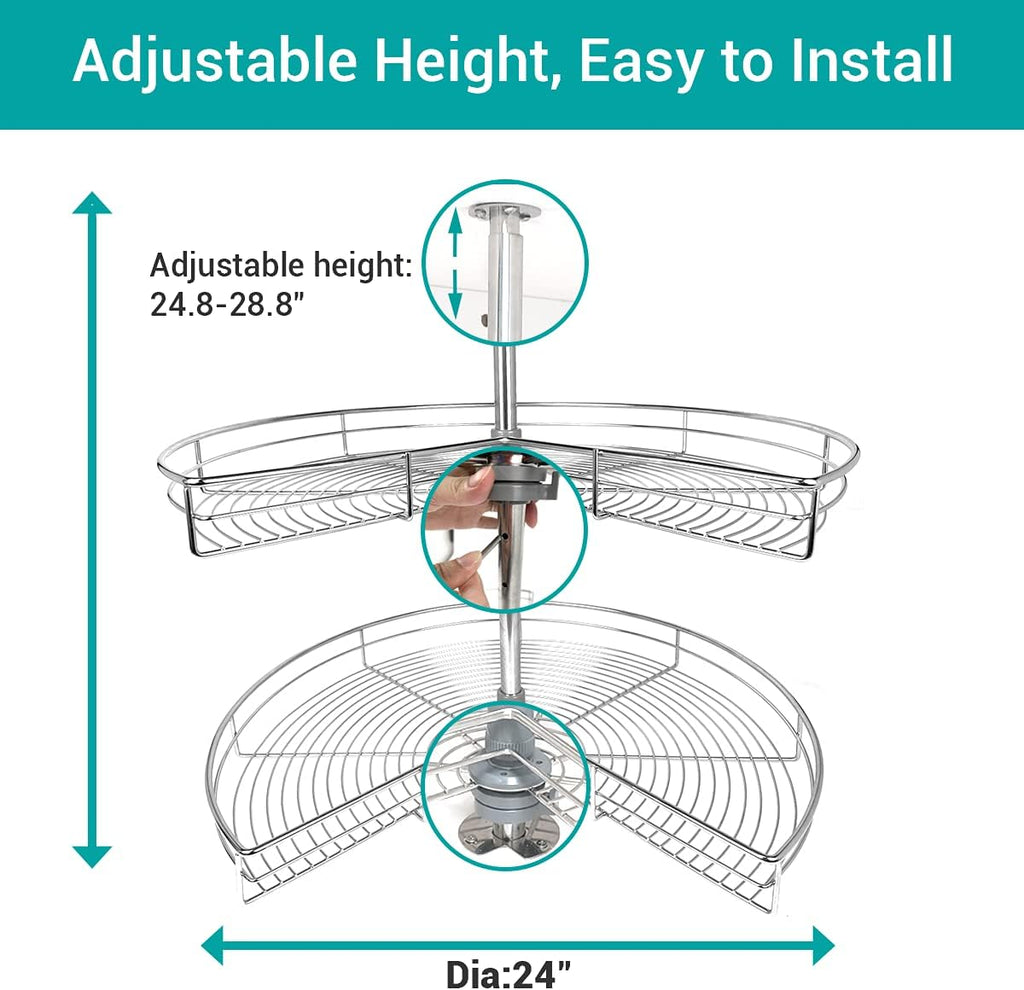 Stainless Steel Lazy Susan Turntable Replacement Shelf, 24 Inch O864