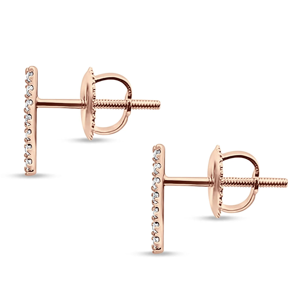 14K Rose Gold Diamond Stud Earrings With Screw Back Closure L858825