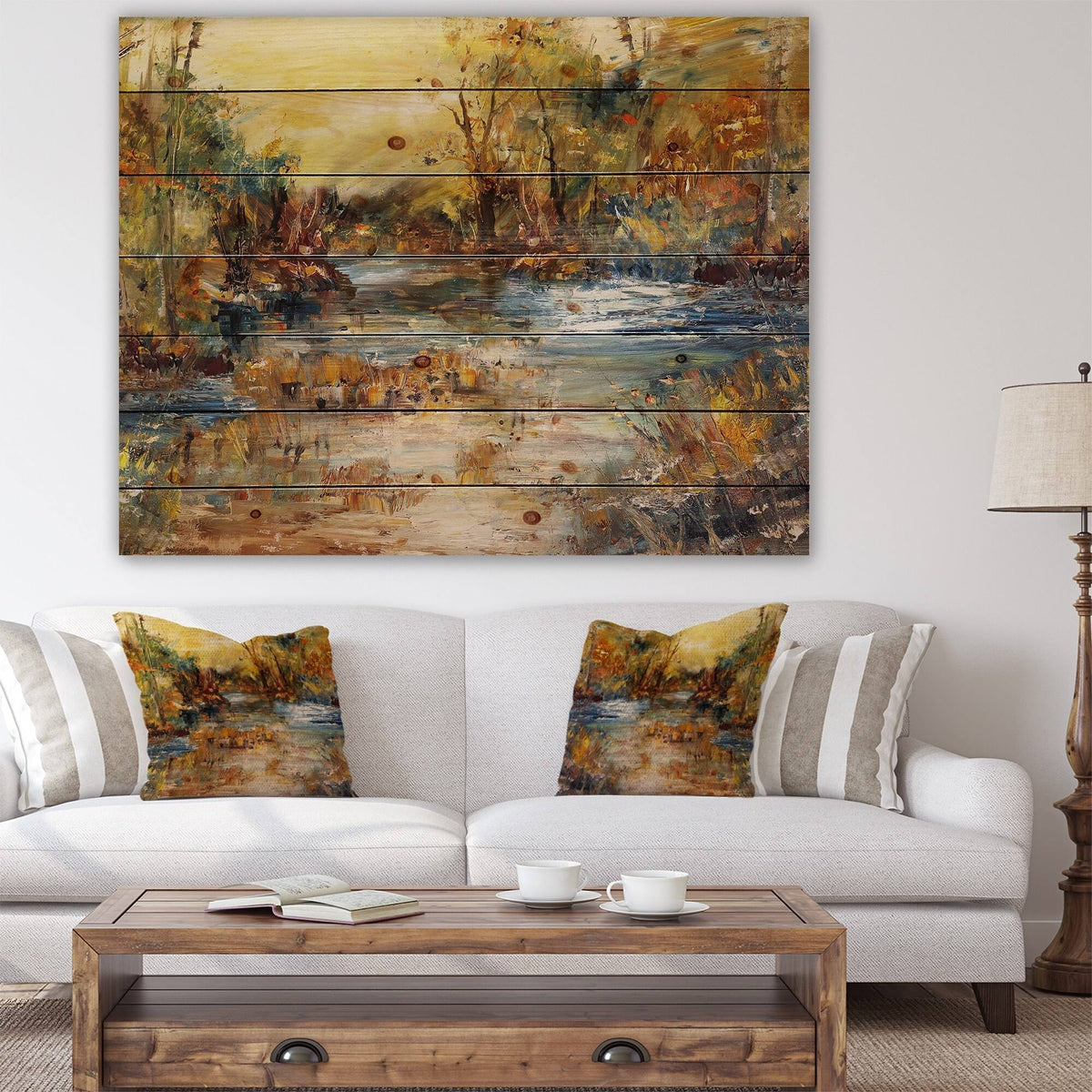 Natural Pine Wood Landscape Print - Multi-Color - 40 in. x 30 in. L16037