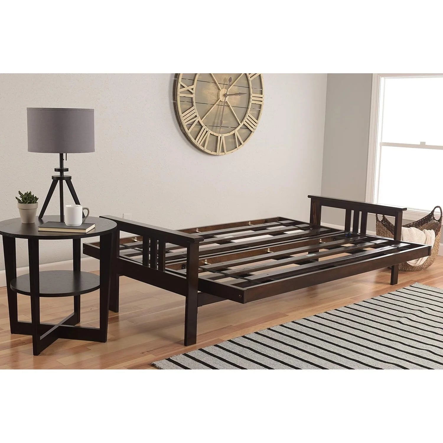 Espresso Finish Futon Frame with Saddle Mattress W7060