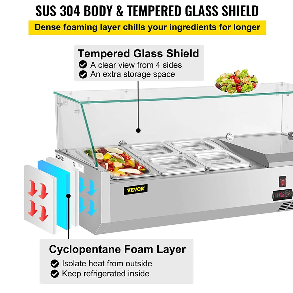 Refrigerated Condiment Prep Station Sandwich Table with Pans Y611956
