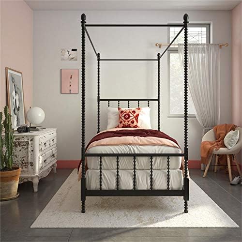 Black Twin Size Metal Canopy Bed Frame F445