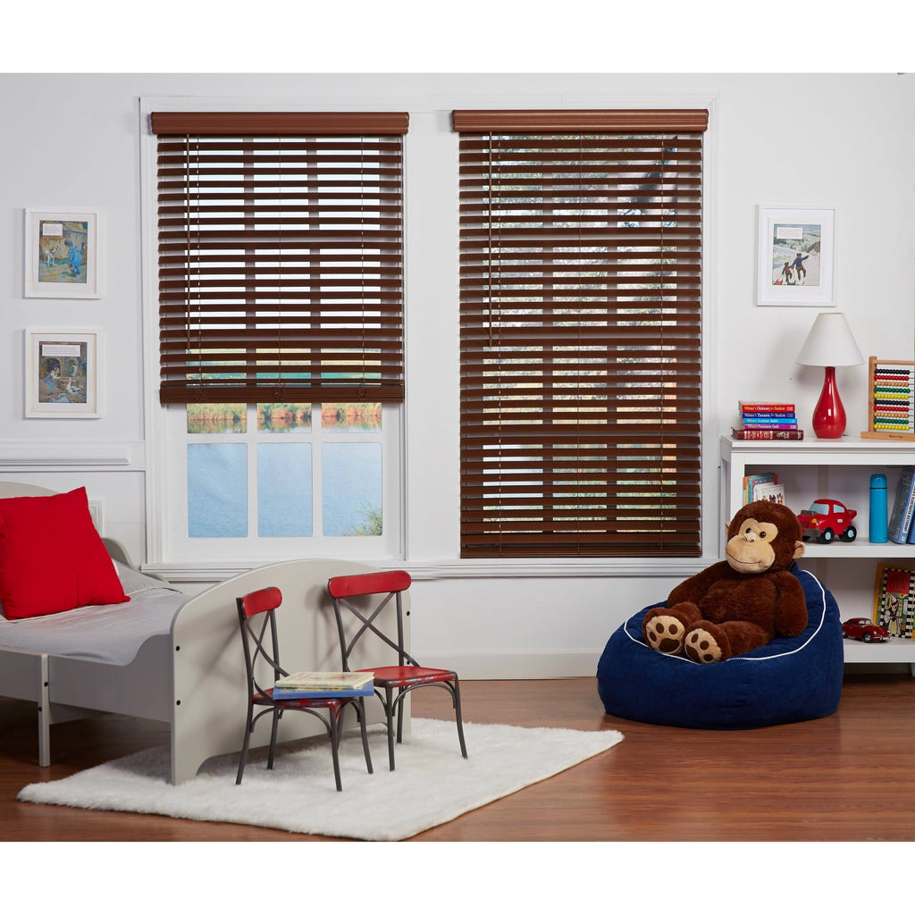 Dark Oak Cordless Faux Wood Blind Y741978