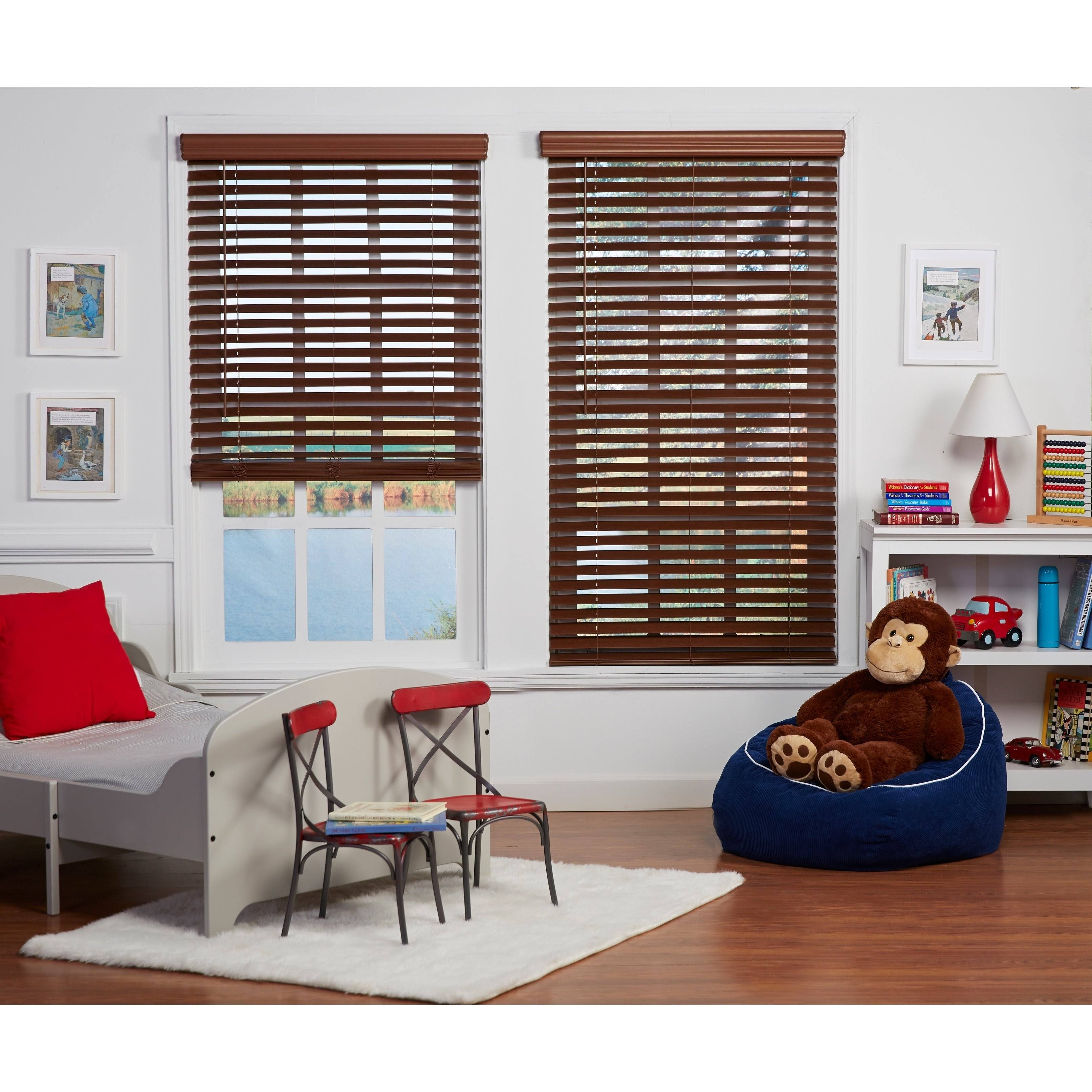 Dark Oak Cordless Faux Wood Blind Y741978