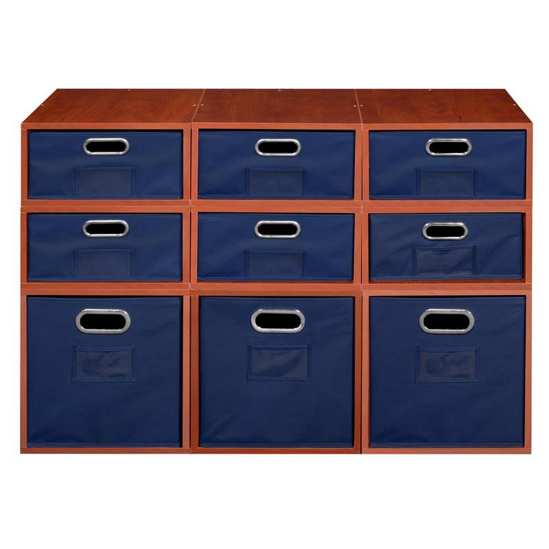 Cherry/Blue 3 Full Cubes/6 Half Cubes Storage Set with Foldable Storage Bins A929899
