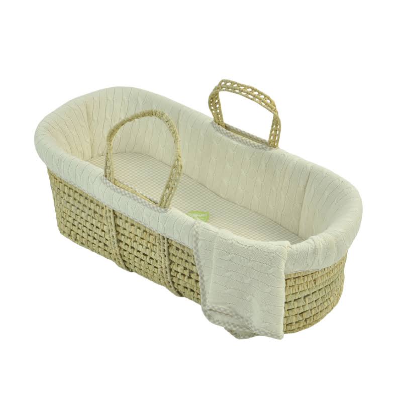 Natural Cable Knit Moses Basket U289