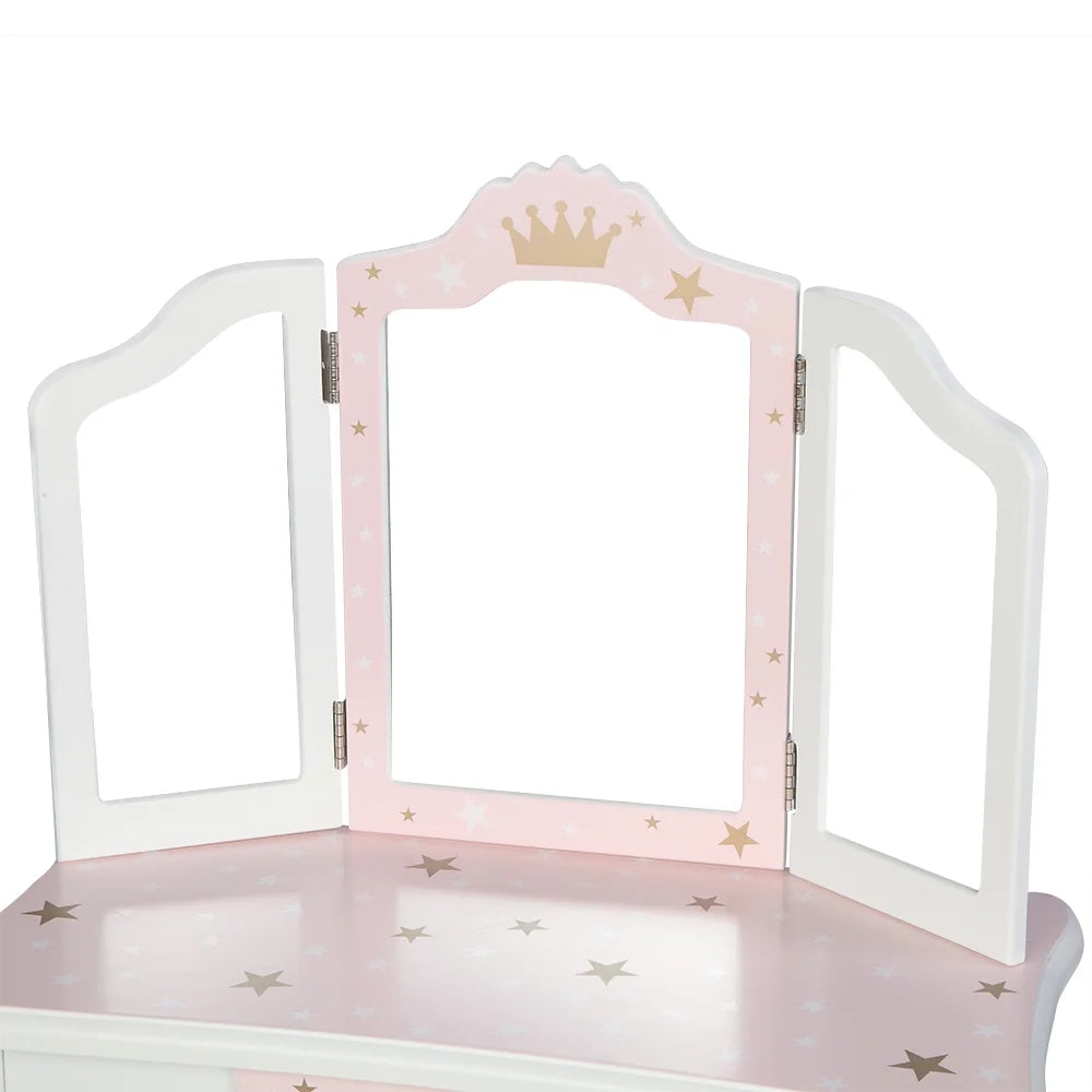 Wooden Toy Vanity Set with Wood Stool and Single Drawer B9590