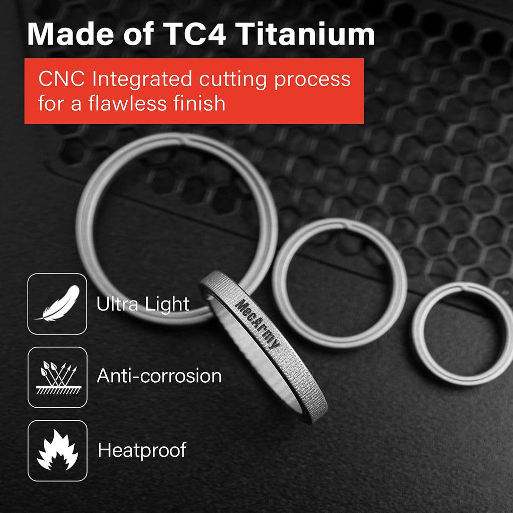 Titanium Keyring Key Chain Key Rings Holder Split Rings 4-Pack X3396