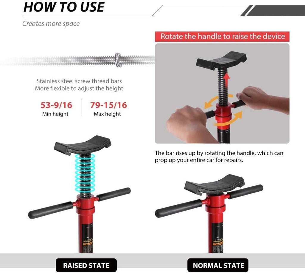 Steel Underhoist Support Lift Jack Stand with 12 Inch Diameter Base 3/4 Ton Capacity Y14582