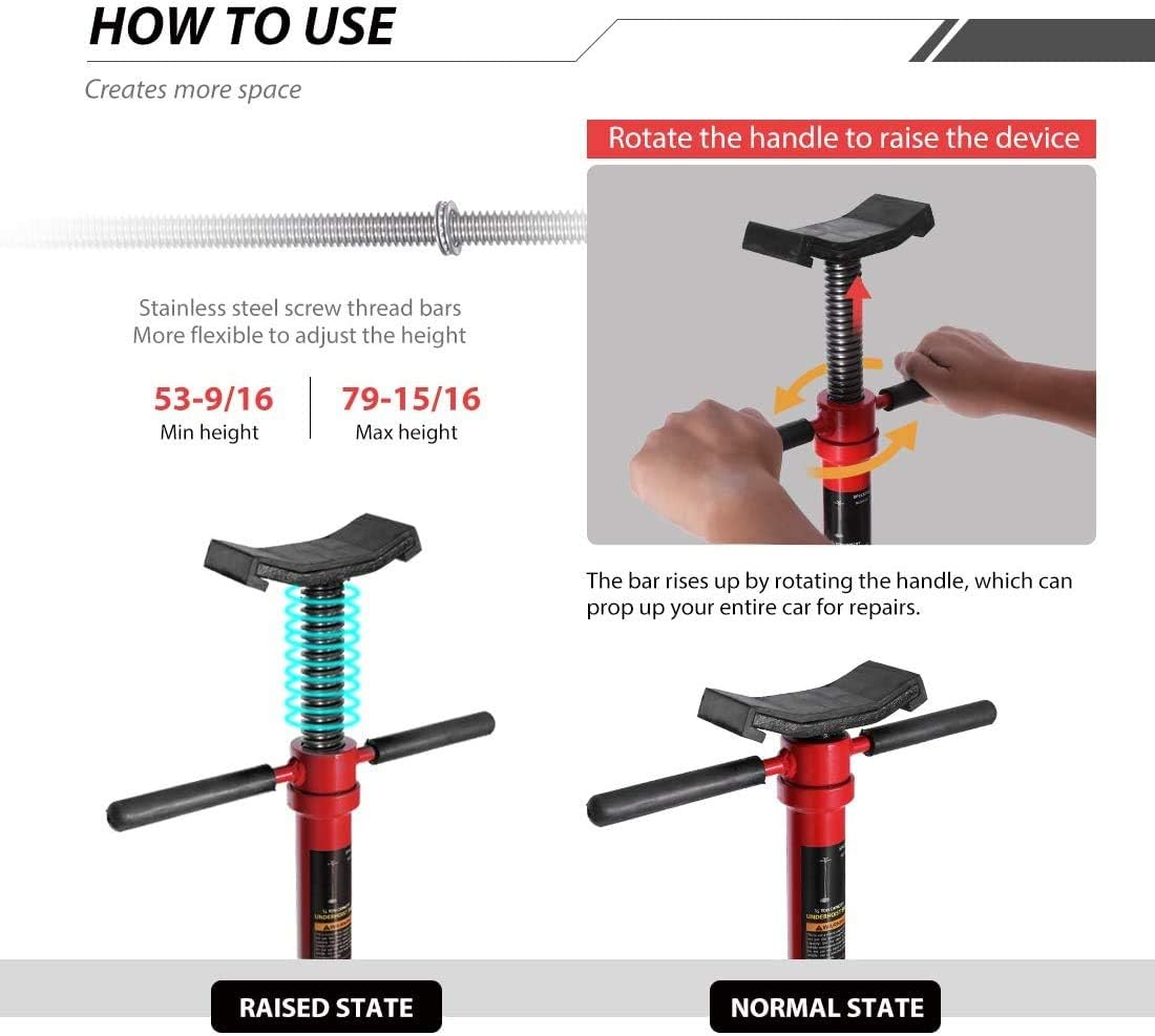 Steel Underhoist Support Lift Jack Stand with 12 Inch Diameter Base 3/4 Ton Capacity Y14582