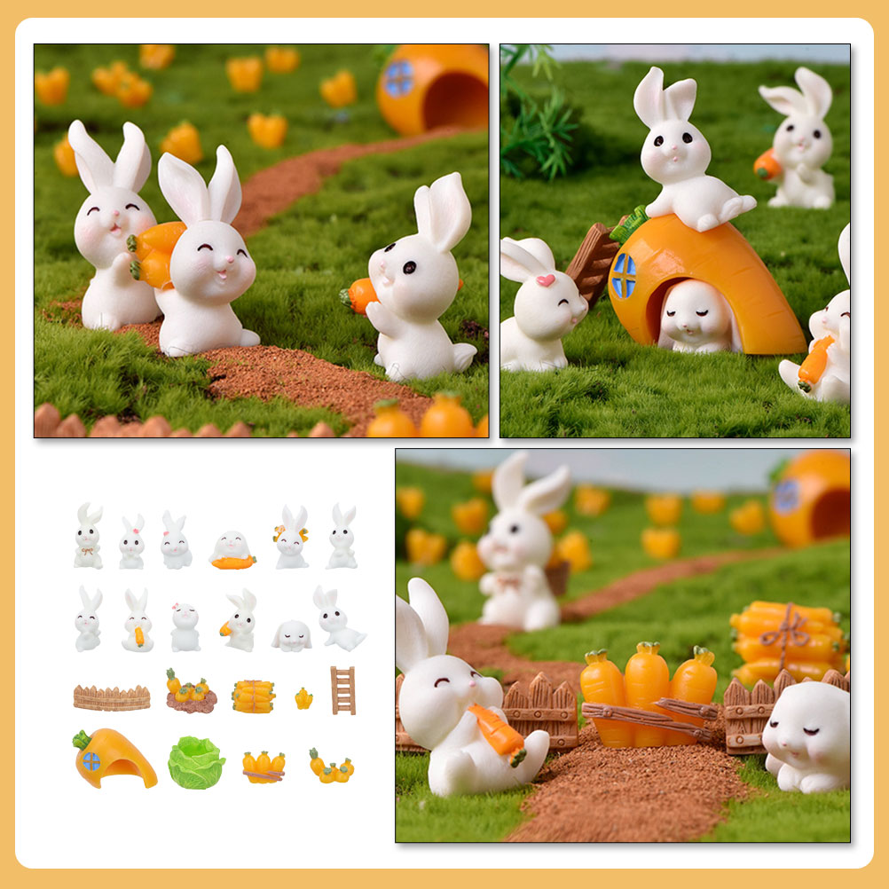 21 Pcs Terrarium Accessories Mini Figurines Forest Animal Figures Z66859