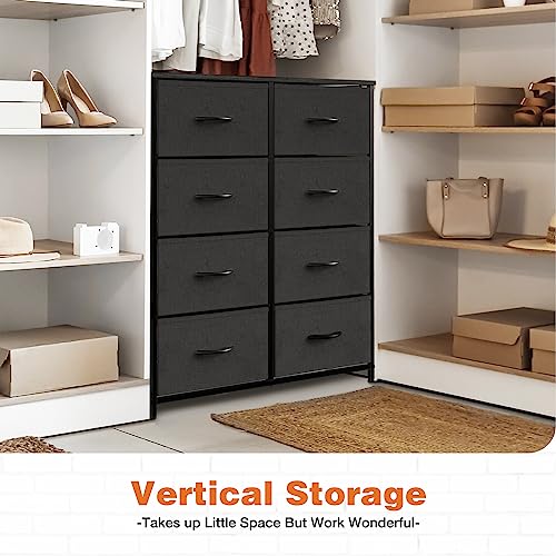Black 9-Drawer Fabric Storage Tower with Wood Top C83678