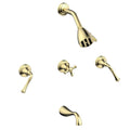 Three Handle Tub and Shower Set in Old English Brass T8764
