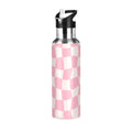Pink Beige Lattice Stainless Steel Insulated Water Bottle W611574