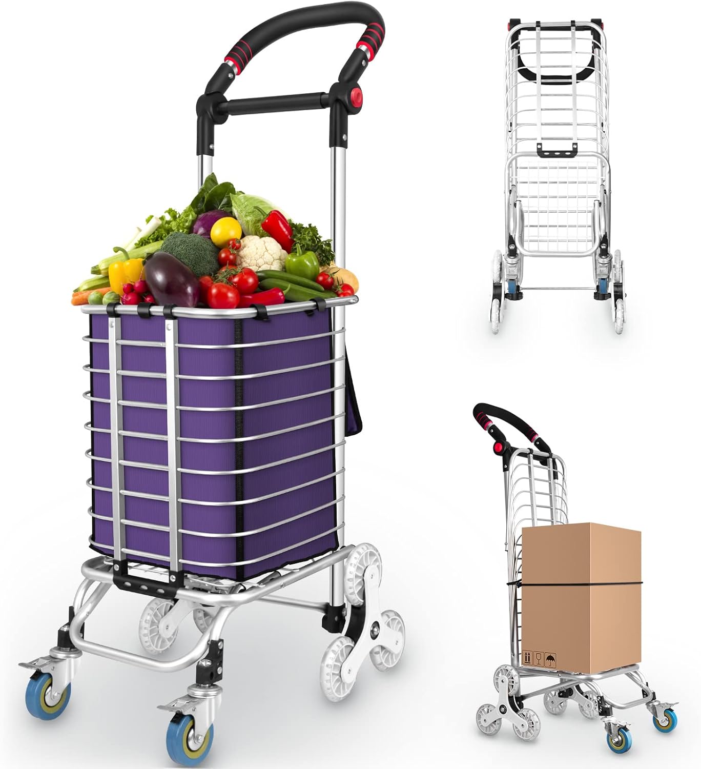 Folding Utility Cart with Wheels Black H825187