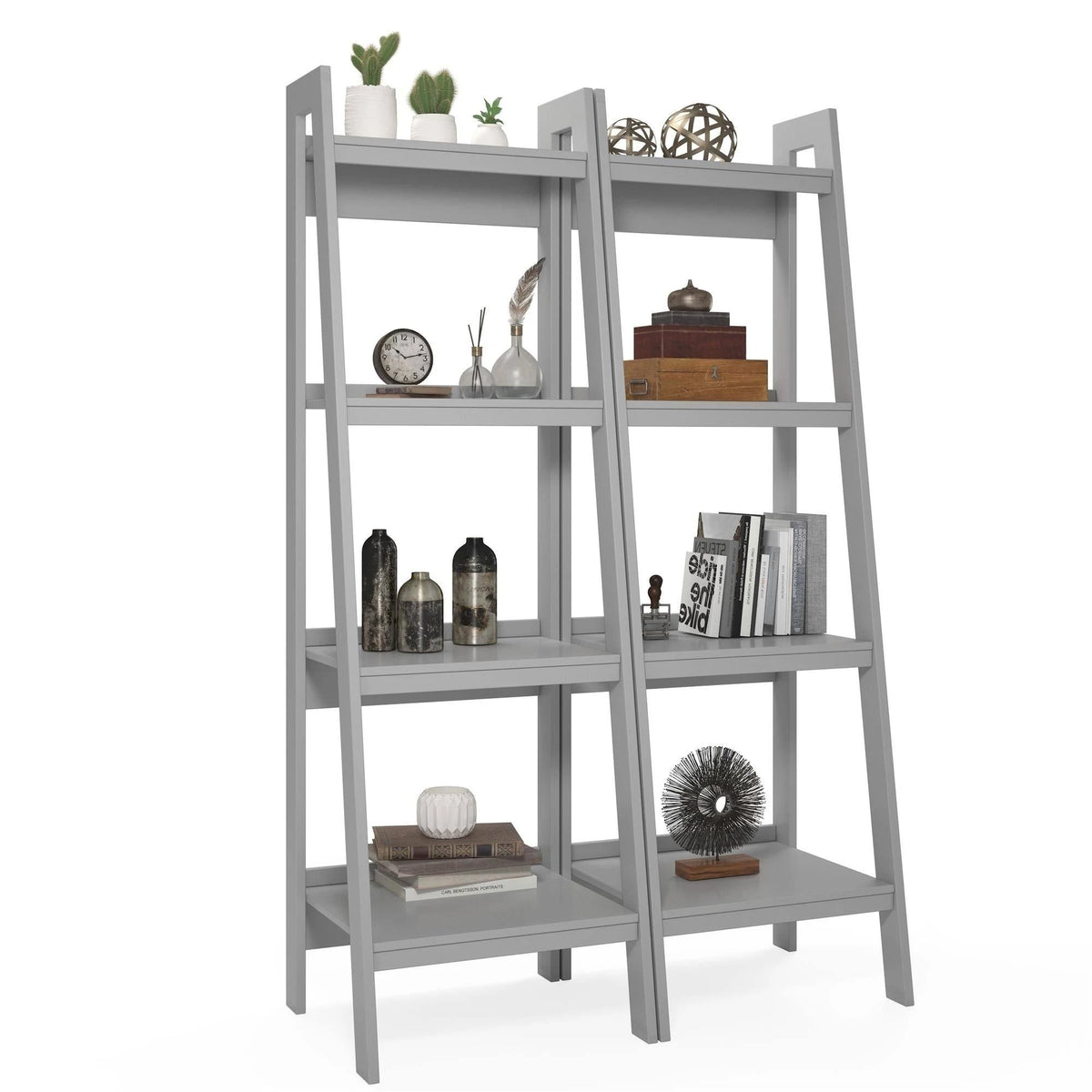 4-Shelf Ladder Bookcase Set of 2 H214
