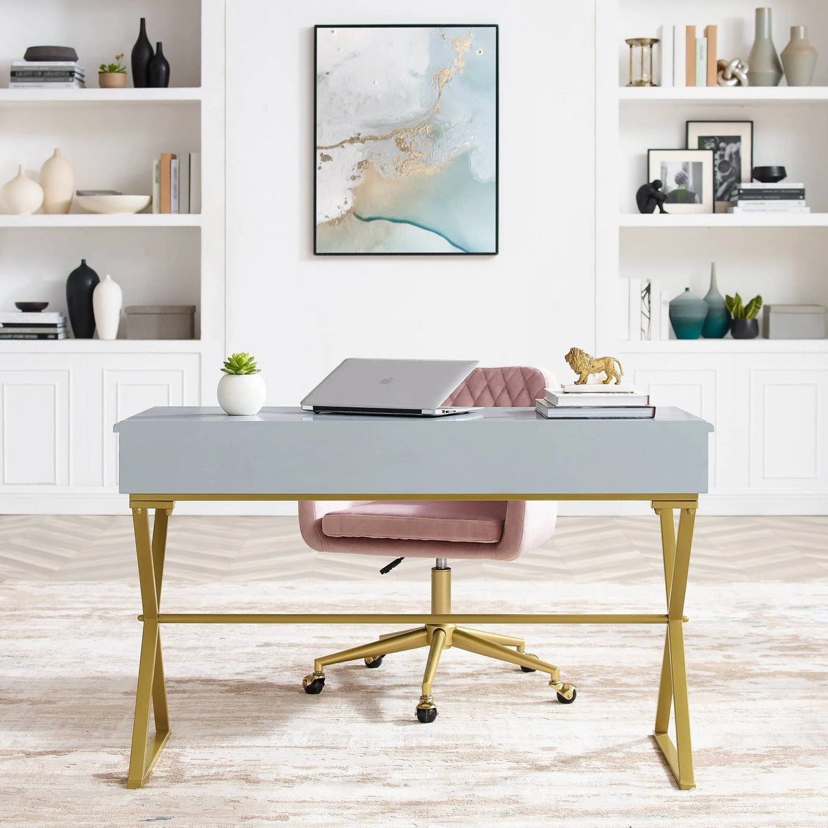 Grey 2 Drawer Desk E95401