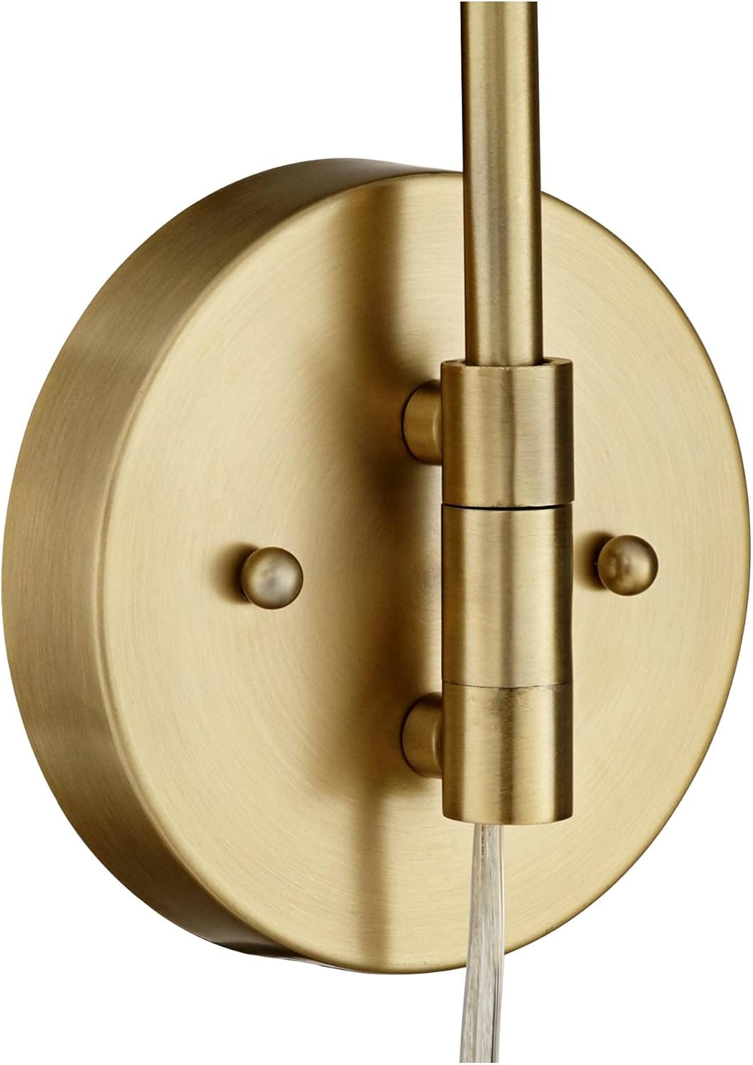 Swing Arm Wall Lamps Set of 2 Brushed Brass Metal Plug-in Light Fixture Cylinder Shade D167166