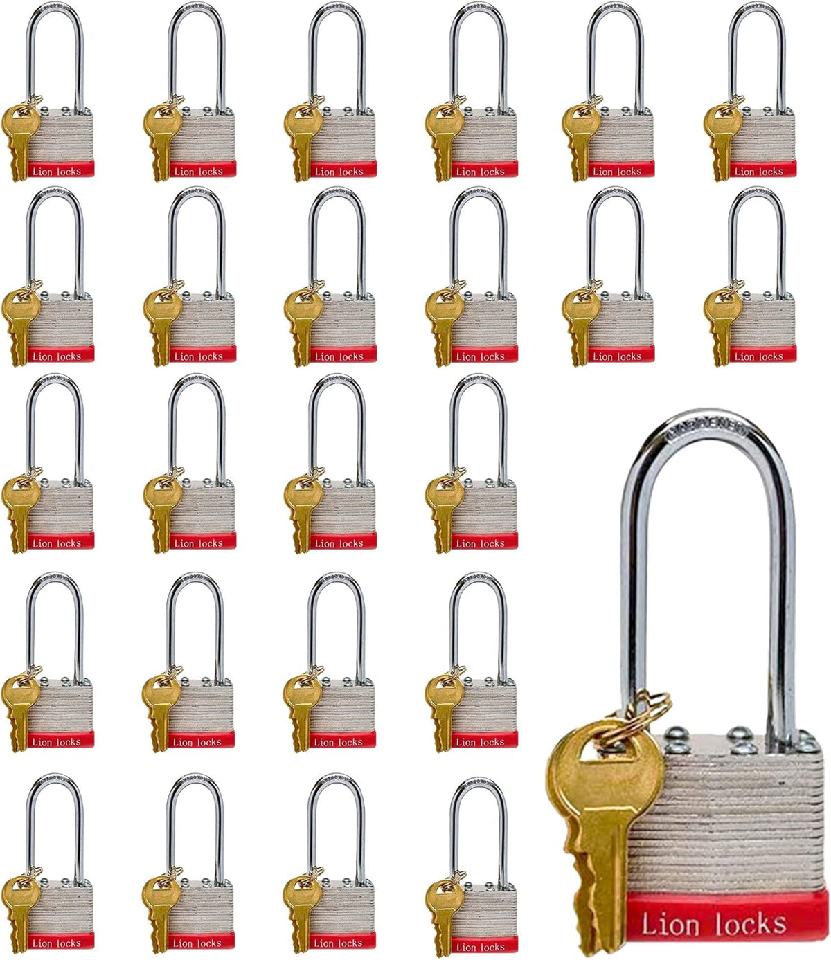 48 Keyed-Alike Padlocks, 2” Long Shackle, Hardened Steel Case, Brass Pin Cylinder V12802