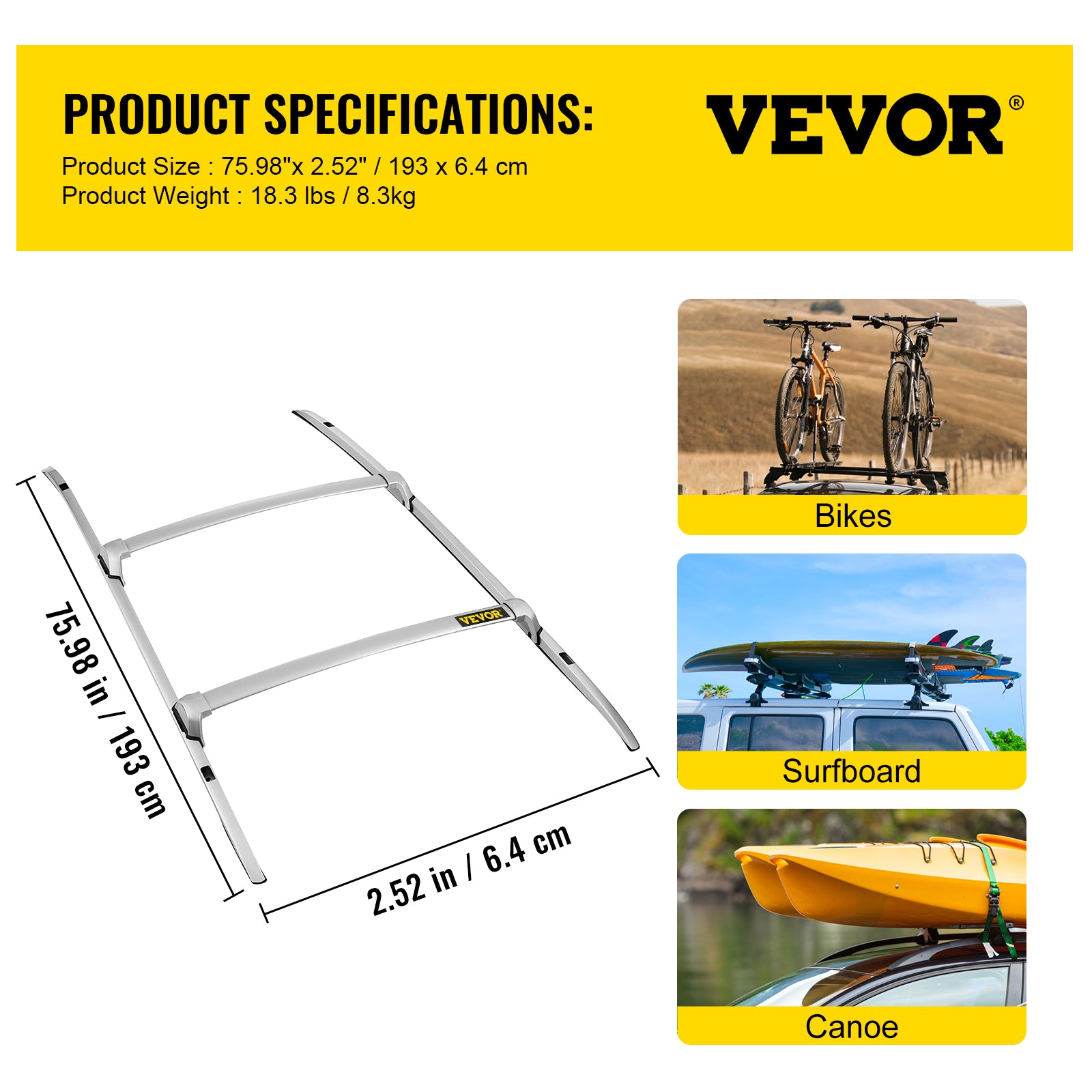 4 Pcs Aluminum Alloy Roof Rack Crossbars for Honda CR-V 2017-2020 T27193