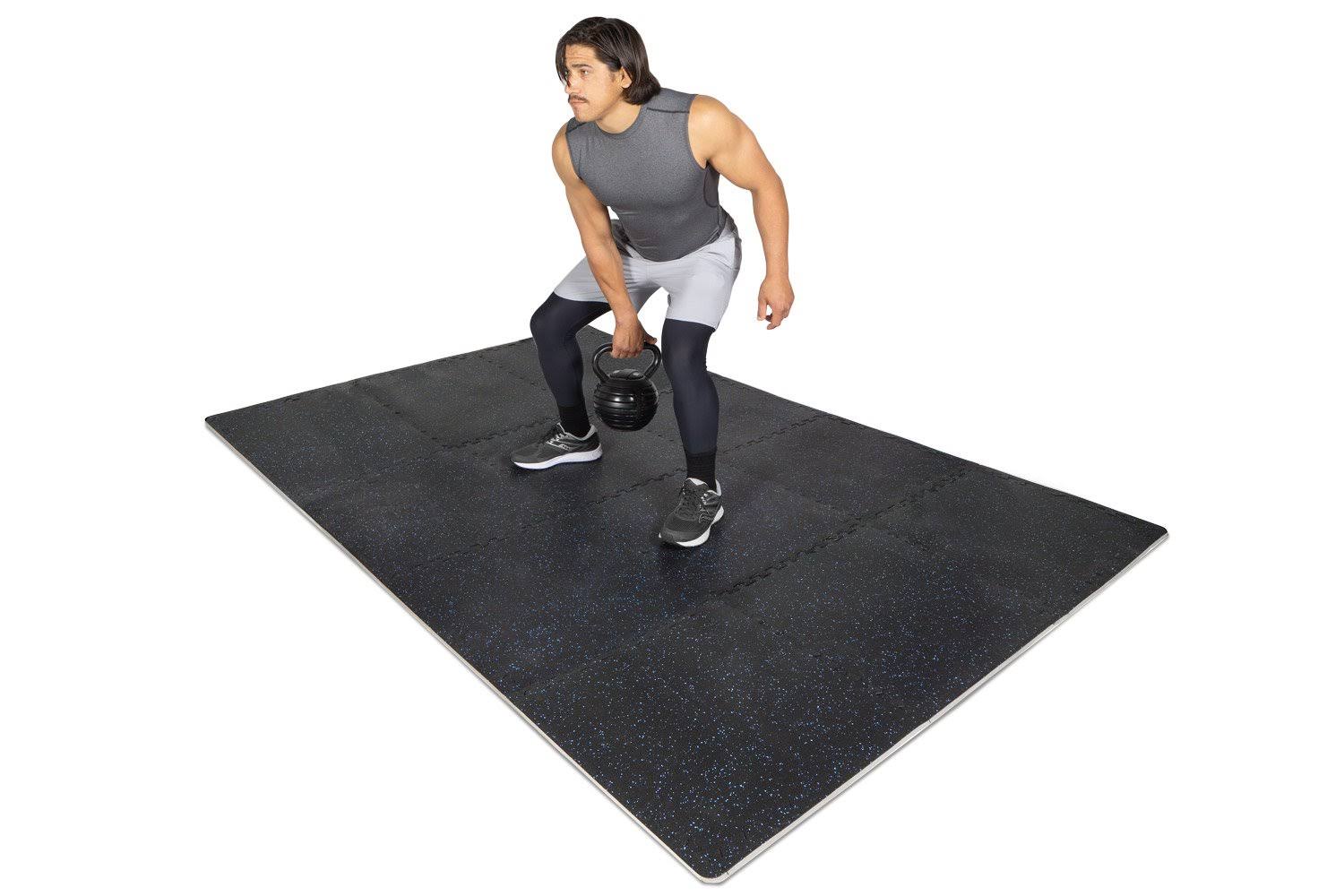 Blue Rubber Top Exercise Puzzle Mat 48sqft Q639629