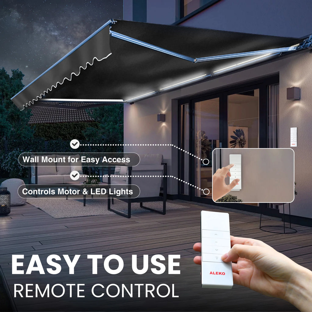 Ivory Motorized Retractable Patio Awning C63682