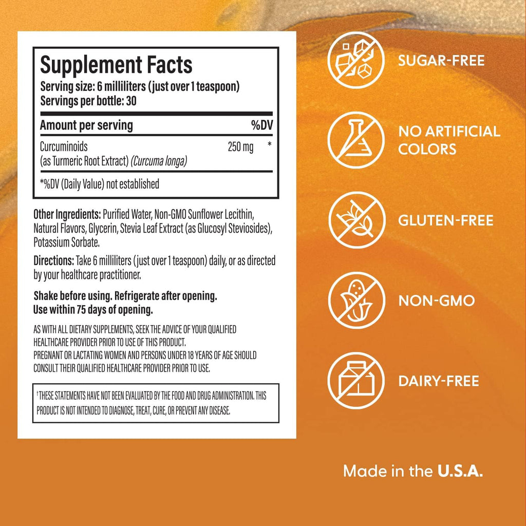 2X4 Turmeric Curcumin Supplement 250 mg, Liposomal Liquid, Non-GMO, 30 Servings, 6 fl oz H782442