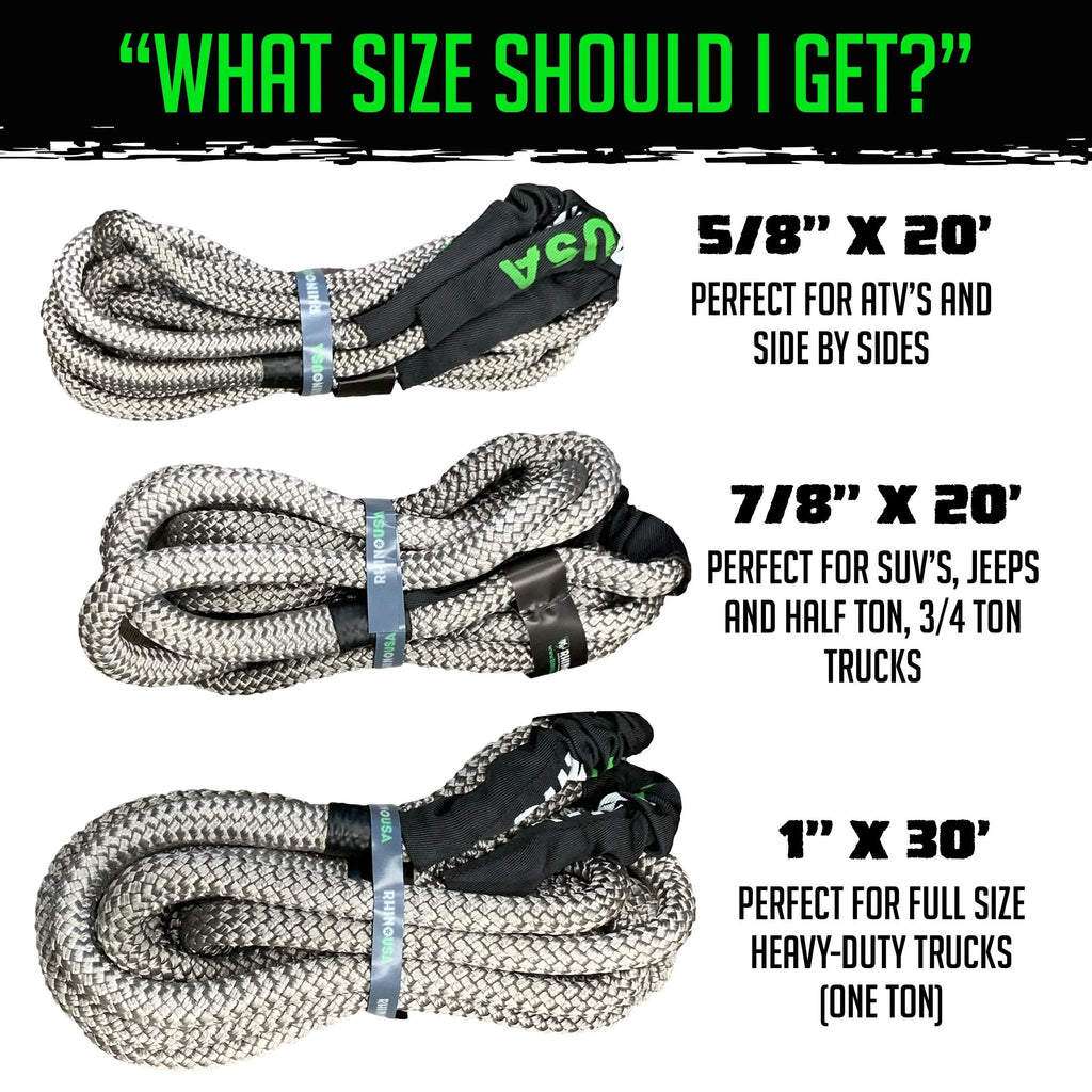 Kinetic Recovery Tow Rope 1in x 30ft Gray J5188