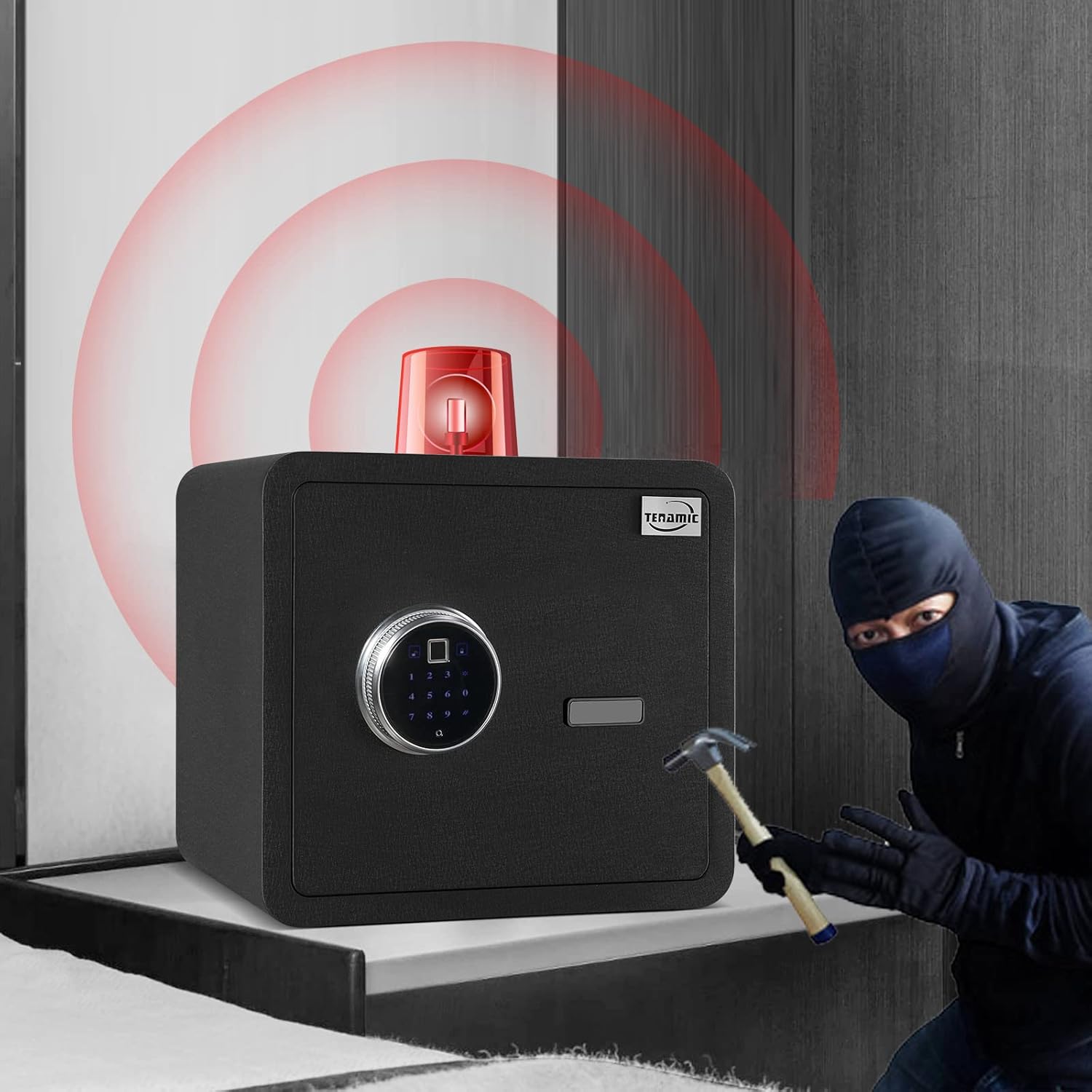 Black Solid Alloy Steel Biometric Fingerprint Safe Box K534