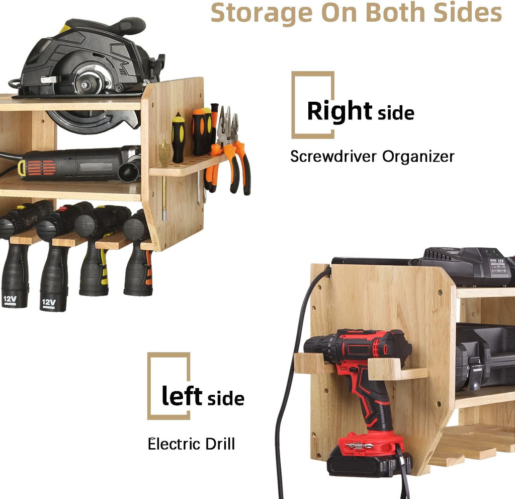 Large Power Tool Organizer with 6 Drill Slots, Wall Mount Garage Tool Organizer H379